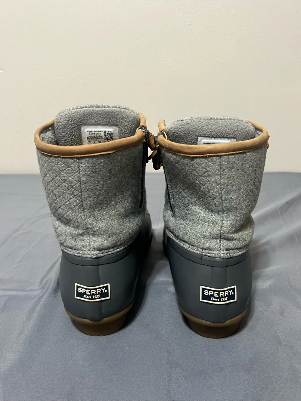 SPERRY Saltwater Wool Embossed 3M Thinsulate Rubber Duck Boot Dark Grey 8.5